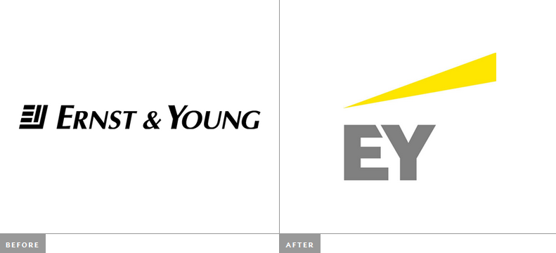 Ernst & Young - EY Rebrand Fail - Before & After Logos